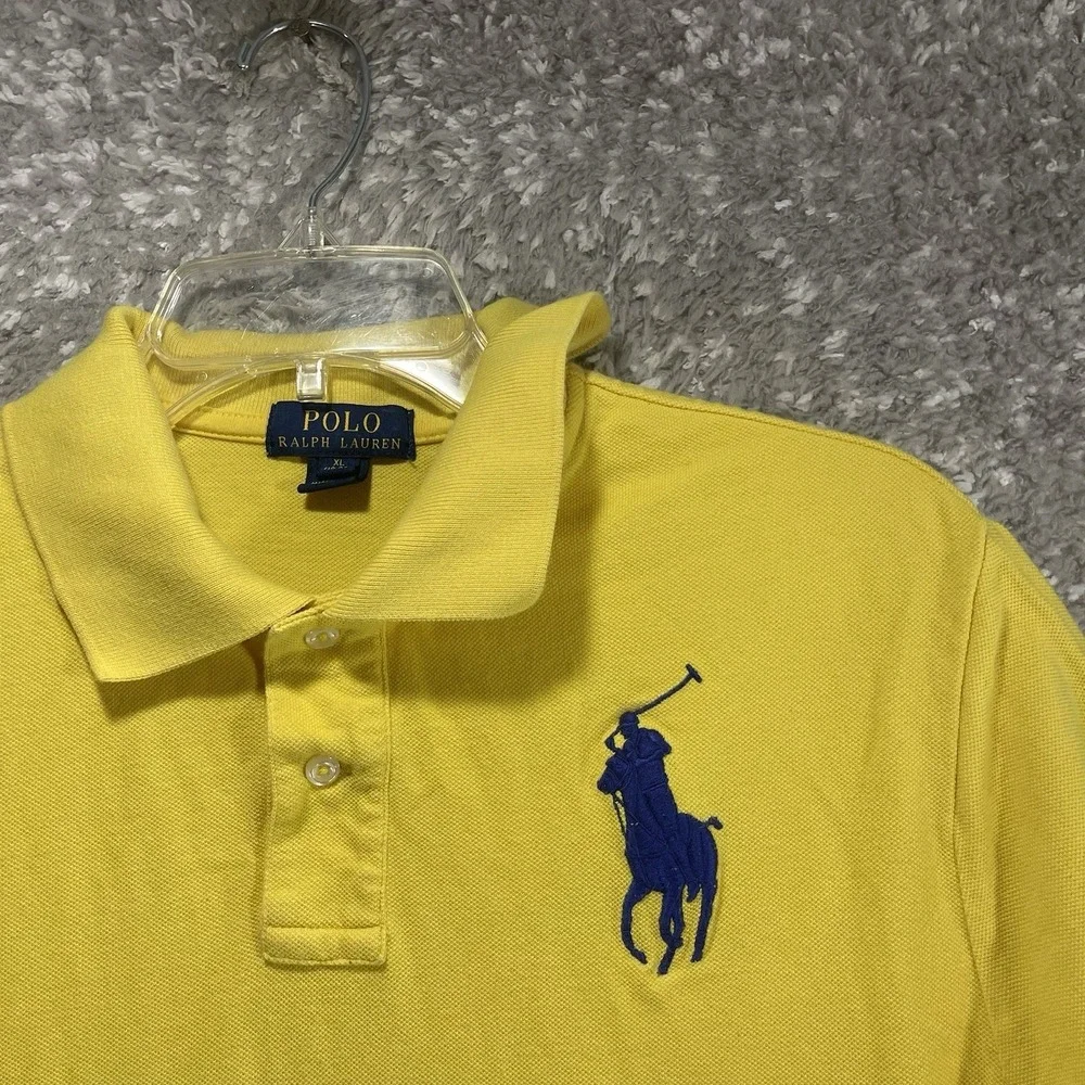 Polo Ralph Lauren Men's BIG PONY Number 3 Polo XL 18-20 Yellow Preppy Casual